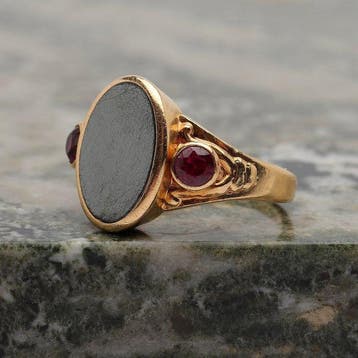 Ring - 19.2 kt. Geel goud Onyx - 20k geel goud, Nieuw