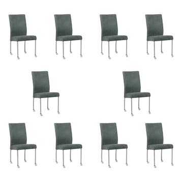 Set van 10 Leren eetkamerstoelen Comfort met wieltjes -, Huis en Inrichting, Ophalen of Verzenden, Nieuw, Leer, Eén
