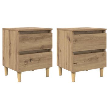 vidaXL Bedkasten 2 st Artisan Eiken 40 x 35 x 50 cm Bewerkt, Verzenden