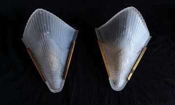 Wandlamp (2) - Glas, Messing