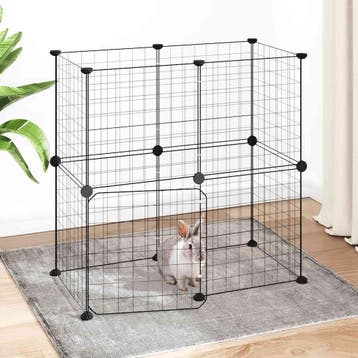 vidaXL Huisdierenkooi met deur 12 panelen 70x35x70 cm staal, Verzenden, Nieuw