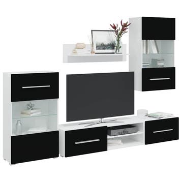vidaXL 5-delige Tv-meubels met LED-verlichting bewerkt hout, Maison & Meubles, Verzenden