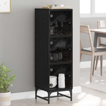vidaXL Dressoir Zwart Eiken 35 x 37 x 117 cm, Verzenden, Nieuw