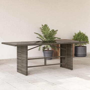 vidaXL Tuintafel met glazen blad 190x80x75 cm poly rattan, Tuin en Terras, Verzenden, Nieuw