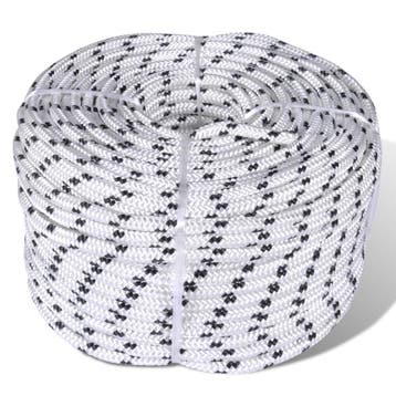 vidaXL Boottouw gevlochten 12 mm 250 m polyester wit, Verzenden, Nieuw