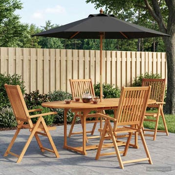 vidaXL Buiten Eetset met Parasol 6 st Anthraciet en, Verzenden, Nieuw