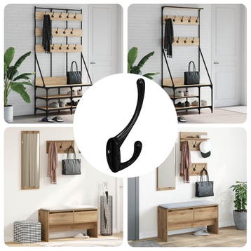 vidaXL Kledinghaak 346 pcs Zwart 102 x 29 x 47mm Zink, Verzenden, Nieuw
