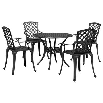 vidaXL 5-delige Tuinset gietaluminium zwart, Tuin en Terras, Verzenden, Nieuw, Tuinset