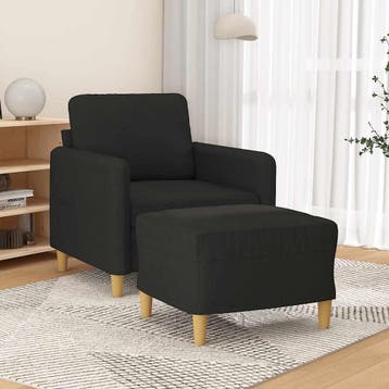 vidaXL Fauteuil met voetenbank / zetel 60 cm stof zwart, Verzenden