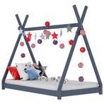 vidaXL Kinderbedframe massief grenenhout grijs 80x160 cm, Verzenden