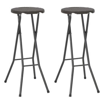 vidaXL Barkrukken inklapbaar 2 st rattan look HDPE en staal, Verzenden, Nieuw