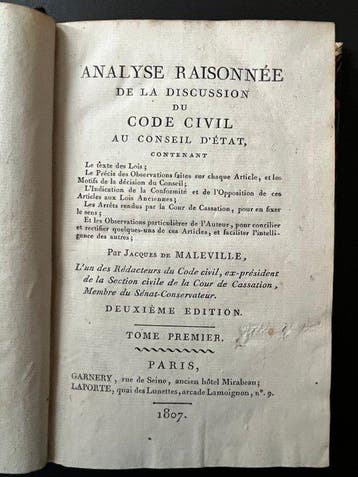Jacques de Maleville; M. C. S. Zachariæ; C. Aubry; C. Rau -, Antiquités & Art