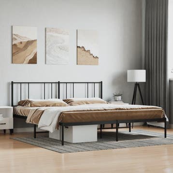 vidaXL Bedframe met hoofdbord metaal zwart 180x200 cm, Verzenden, Nieuw
