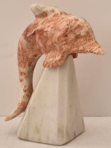 sculptuur, Set van 3 vintage handgesneden marmeren objecten