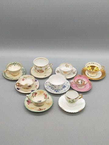 Elegante Patchwork Porzellan Mokkatassen – 9er Set