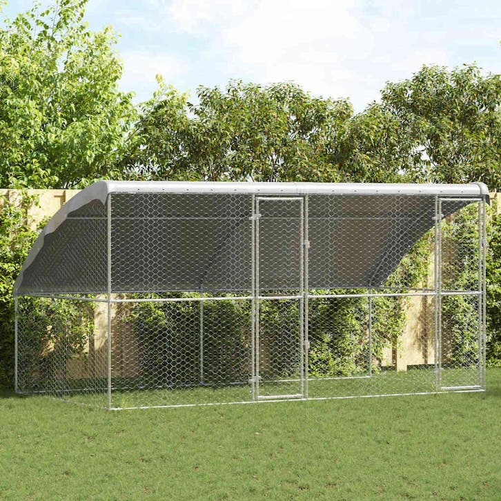 vidaXL Hondenhok 2 pcs Zilver 4 x 2 x 2 m Gegalvaniseerd, Dieren en Toebehoren, Hondenbenches, Nieuw, Verzenden