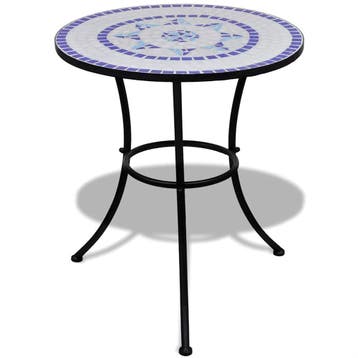 vidaXL Bistrotafel 60 cm mozaïek blauw en wit, Verzenden