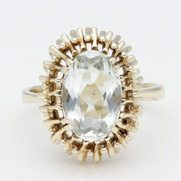 Bague - 14 carats Or jaune Aigue-marine, Bijoux, Sacs & Beauté, Bagues