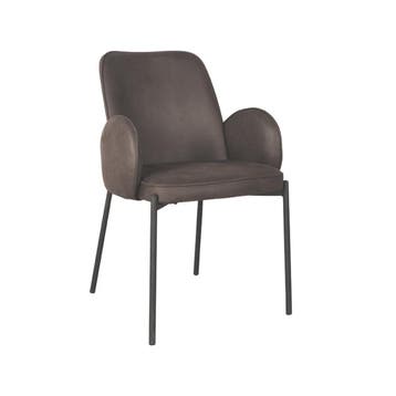 Stoel Jari | Antraciet | Microvezel | Zwart Metalen Frame |, Verzenden