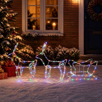 vidaXL Hert en slee kerstdecoratie LOVIISA 240 LEDs, Verzenden, Nieuw
