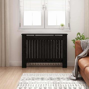 vidaXL Radiator Cover Zwart eiken 112 x 19 x 81,5 cm Bewerkt, Verzenden