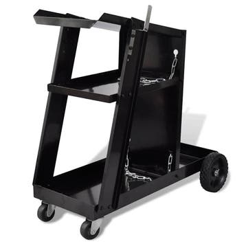 vidaXL Lasgereedschap wagen 3 planken zwart, Verzenden, Nieuw