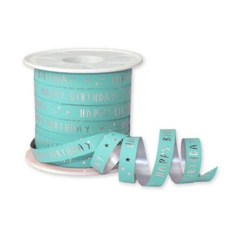 3m Blauw happy birthday 3m - krullint - cadeau versiering, Divers, Emballage cadeau, Verzenden