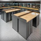 Datona Werkbank PRO eiken - 8 opbergkasten - 200 cm - zwart, Doe-het-zelf en Bouw, Werkbanken, Ophalen of Verzenden, Nieuw