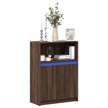 vidaXL Dressoir met LED 72x34x100 cm bewerkt hout bruin, Huis en Inrichting, Kasten | Dressoirs, Verzenden, Nieuw