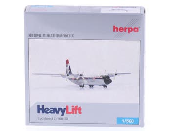 Schaal 1:500 Herpa 510882 HeavyLift Lockheed L-100-30 Reg..., Ophalen of Verzenden, Zo goed als nieuw