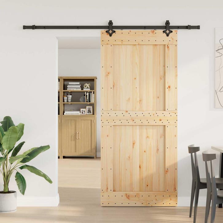 vidaXL Schuifdeur NARVIK Naturel en Zwart 100 x 210 cm, Bricolage & Construction, Fenêtres & Moustiquaires, Envoi