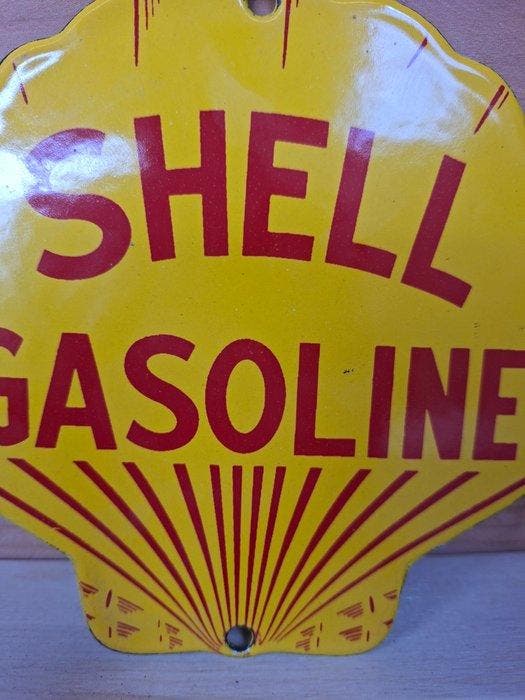 Shell emaille - Emaille bord - Emaille, Antiek en Kunst, Antiek | Wandborden en Tegels