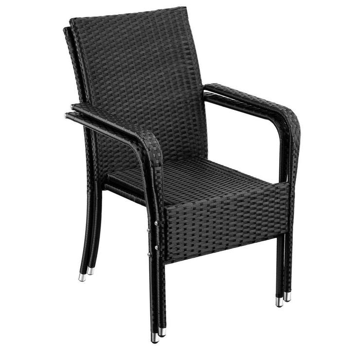 tectake Wicker tuinstoel Girona, stapelbaar, draagkracht 120, Tuin en Terras, Tuinsets en Loungesets, Verzenden