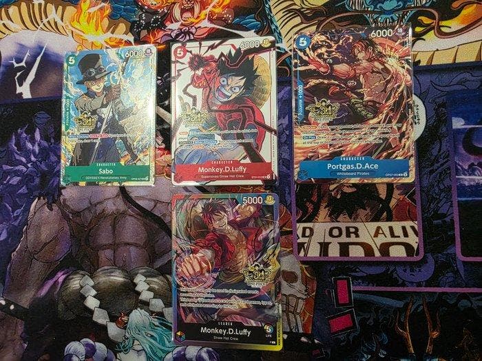 Bandai - 4 Complete set - One Piece, Hobby en Vrije tijd, Verzamelkaartspellen | Overige