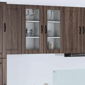 vidaXL Wandglas Kasten PORTO Bruin Eiken 40 x 31 x 80 cm, Verzenden