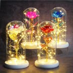 Kunst Roos in Glazen Stolp met Verlichting - Zijden Rozen, Huis en Inrichting, Verzenden, Nieuw