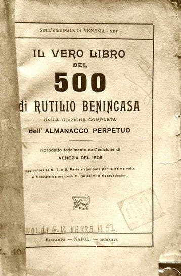 Benincasa Rutilio. - Almanacco Perpetuo - 1929