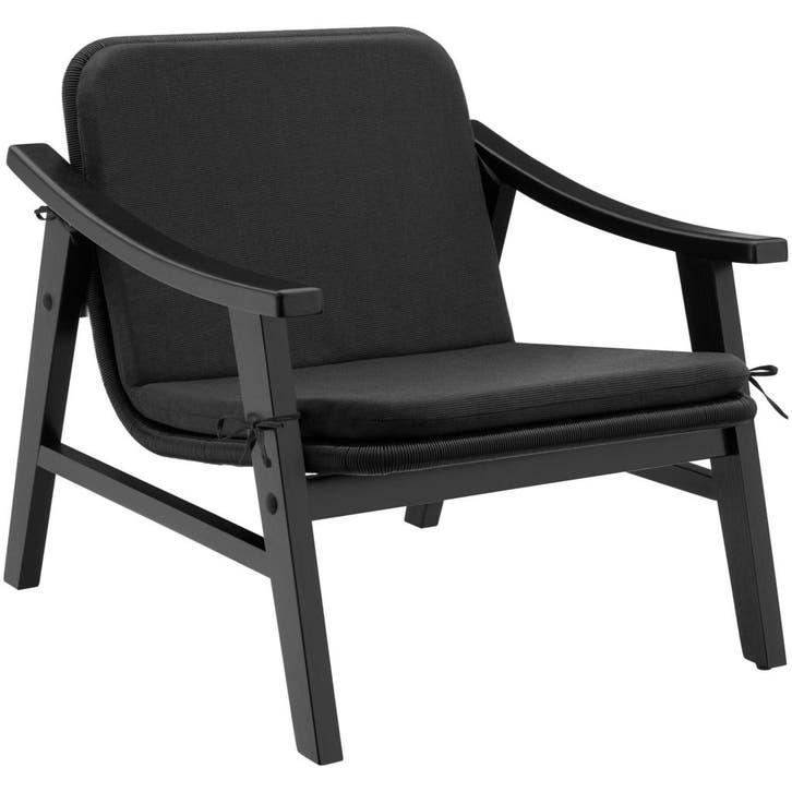 tectake Wicker fauteuil Treviso, houten frame en kussen - zw, Tuin en Terras, Tuinsets en Loungesets, Verzenden