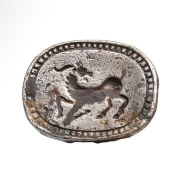 Oud-Grieks Zilver Skarabeet met Hert, Antiek en Kunst