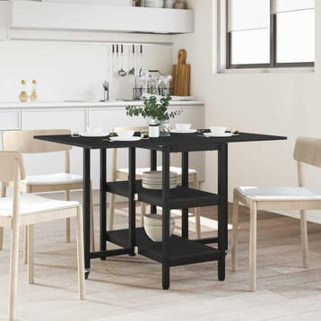 vidaXL Eettafel 122 x 80 x 76,5 cm Bewerkt hout Zwart eiken, Huis en Inrichting, Verzenden, Nieuw