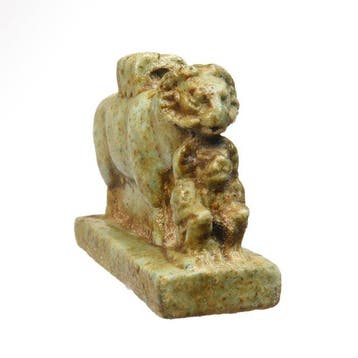 Oud-Egyptisch Faience Amulet van Khnum en Thoth