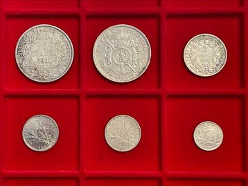 Frankrijk. Lot of 6 silver coins, 1851/1916 (Zonder