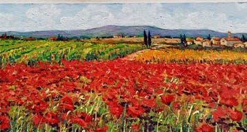 Gino Masini (1949) - Carpet of red poppies - Tuscany