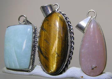 Tijgeroog - maansteen - amazoniet Cabochon - Hoogte: 51 mm -
