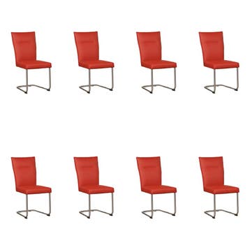 Set van 8 Leren eetkamerstoelen Retro - Toledo Siegelstein, Huis en Inrichting, Stoelen, Ophalen of Verzenden, Nieuw, Leer, Eén