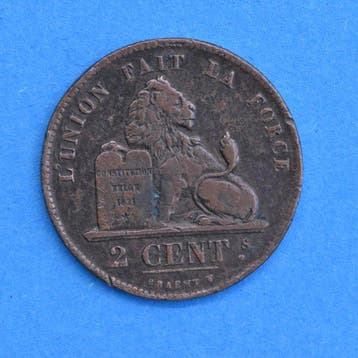 België. Leopold I. 2 Cent 1835 Sterren bij jaartal =, Postzegels en Munten