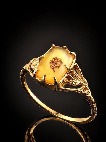 Geel citrien ring - 925 zilver - Ornamentale sieraden