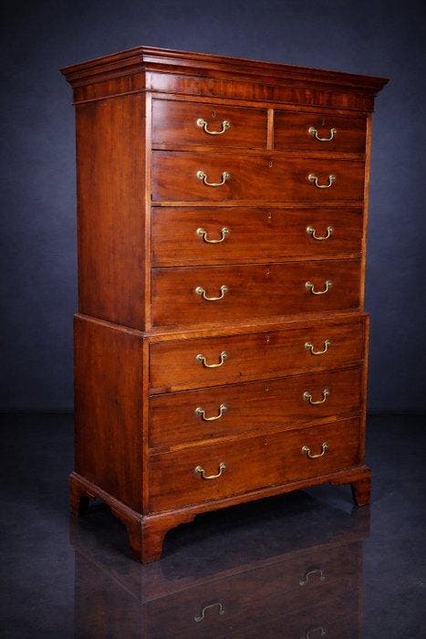 Chest-on-chest / Tallboy - Ladekast - Mahonie, Antiquités & Art, Antiquités | Autres Antiquités
