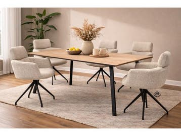 Veiling - Eettafel Eiken fineer natural 240x100 rechthoek ve, Maison & Meubles