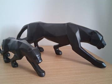 sculptuur, Set 2 Leopard sculptures 43cm - 8 cm - Hars
